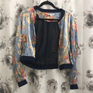 Satin floral blazer